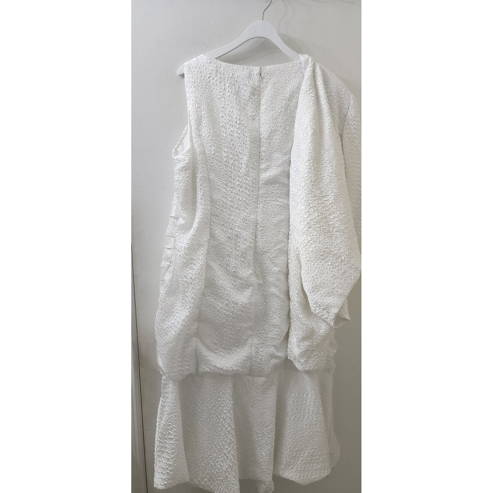 Nina Nischelle White Textured Matelasse Dress and Blazer Set Floral Applique 20 - Picture 11 of 12